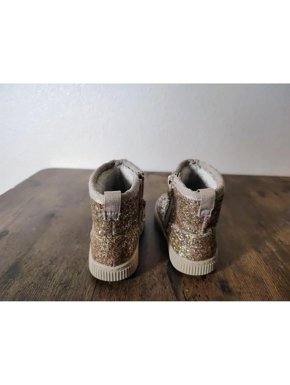Cat and Jack Toddler Girls Arlo Zipper Shearling Winter Boot Gold Glitter Sz 5c - Picture 5 of 8